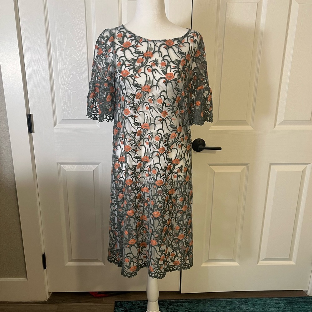 Moulinette Soeurs Floral Lace Overlay Dress Anthropologie Small
